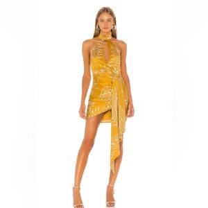 Camila Coelho Antonia Mini Dress in Gold Tropical